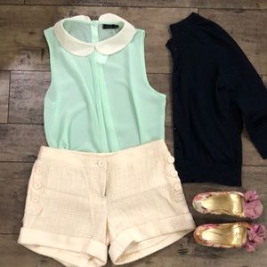 Mint Nordstrom Tank with Collar and Button Details